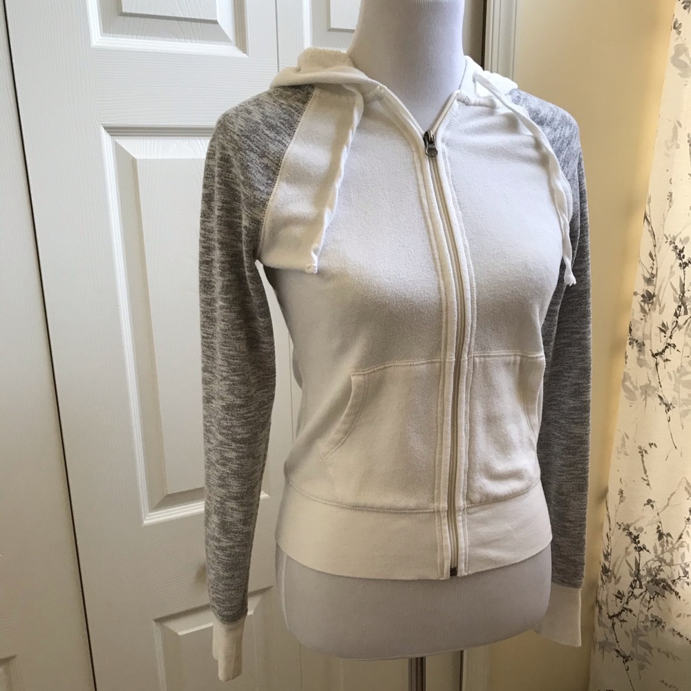 White and gray hooded